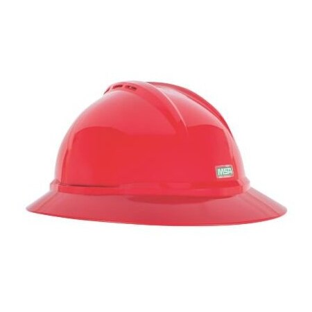 Msa Safety V-Gard 500 Hat, Red Vented, 4-Point Fas-Trac Iii 10167915